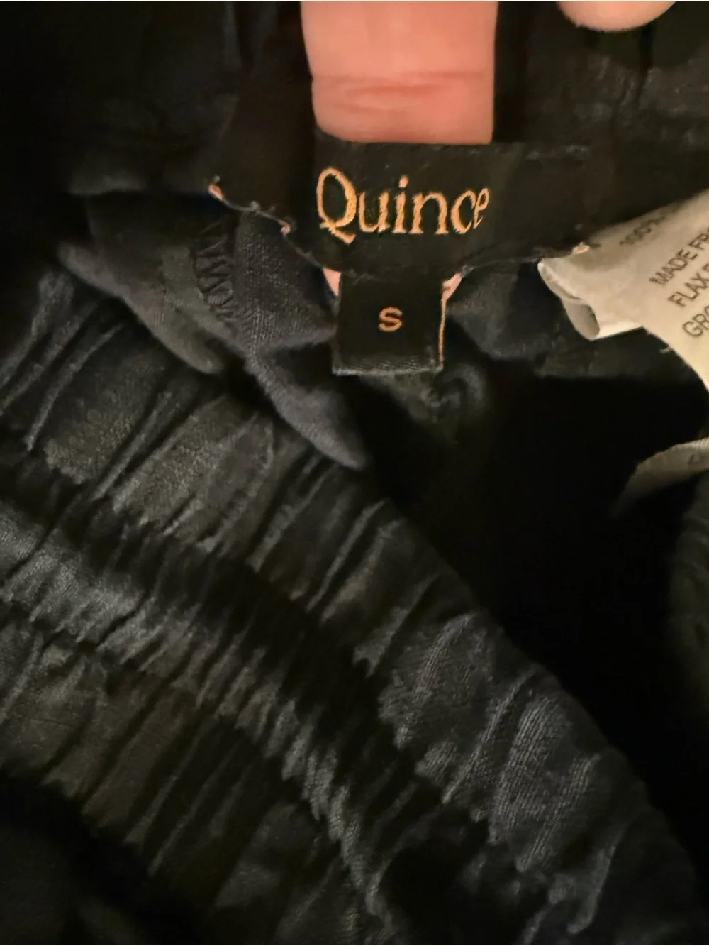 Quince 100% European Linen Wide Leg Pants Black Small